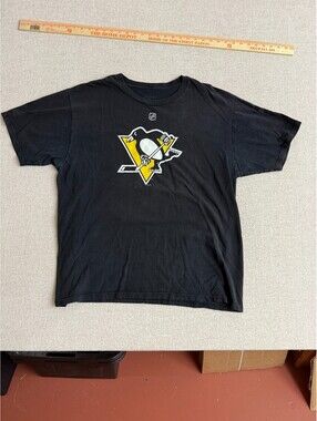 Reebok Pittsburgh Penguins Sidney Crosby 87 Black Hockey T-Shirt Mens XL